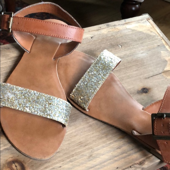 Gold Glitter Strap Sandals | Poshmark